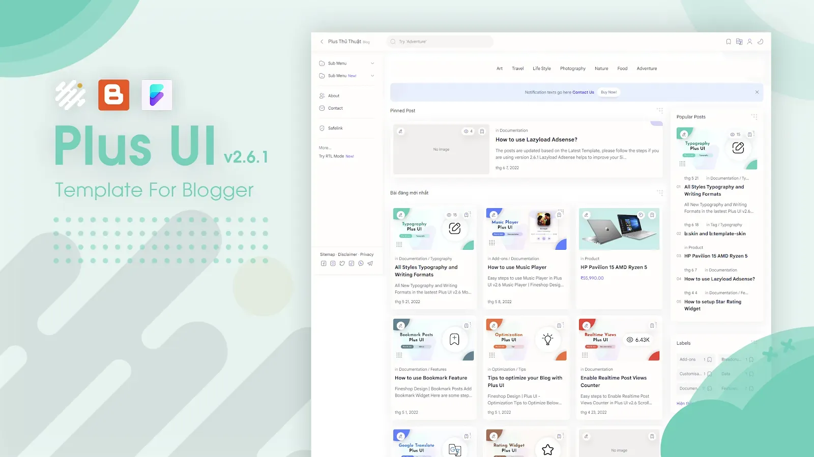 Plus UI Blogger Template Premium
